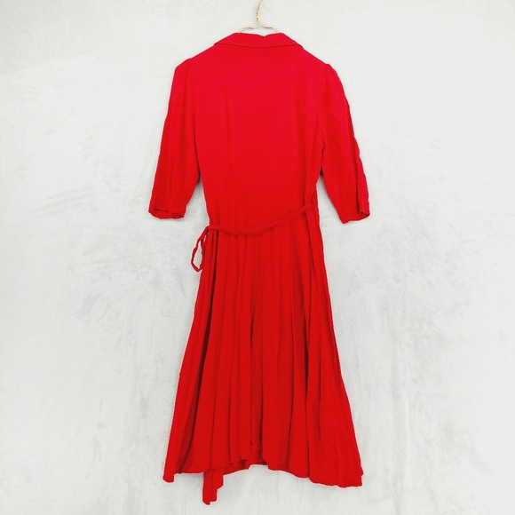 ModCloth x Collectif Classic Red Wrap Summer Midi Waist Tie Dress P5470 - Picture 5 of 9